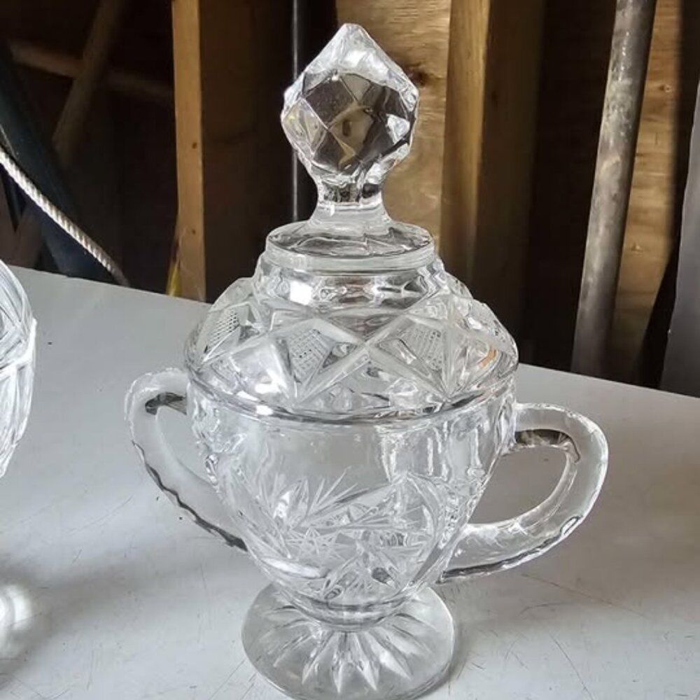 Vintage Polonia Crystal Sugar Bowl
